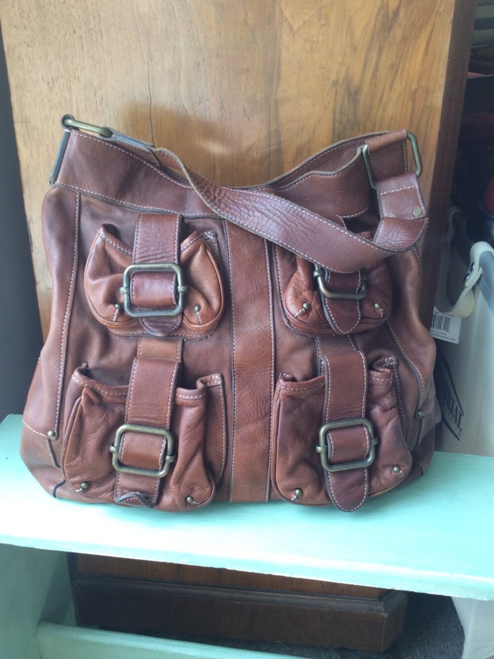 Vintage Banana Republic Ashbury Leather Hobo Saddlebag Bag